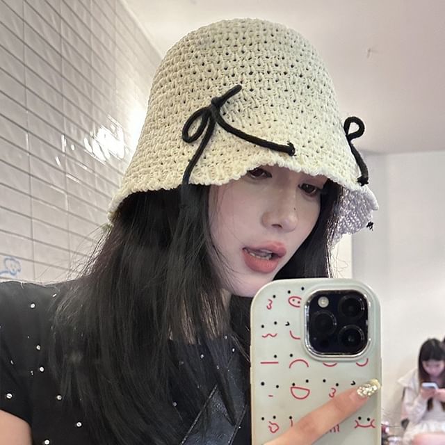 Bow Bucket Hat Woven