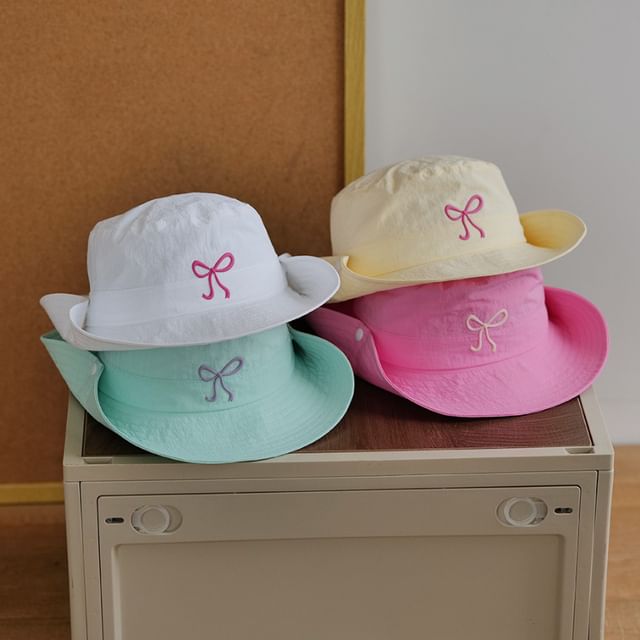 Bow Hat Bucket Embroidered