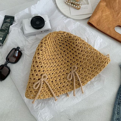 Bow Woven Bucket Hat