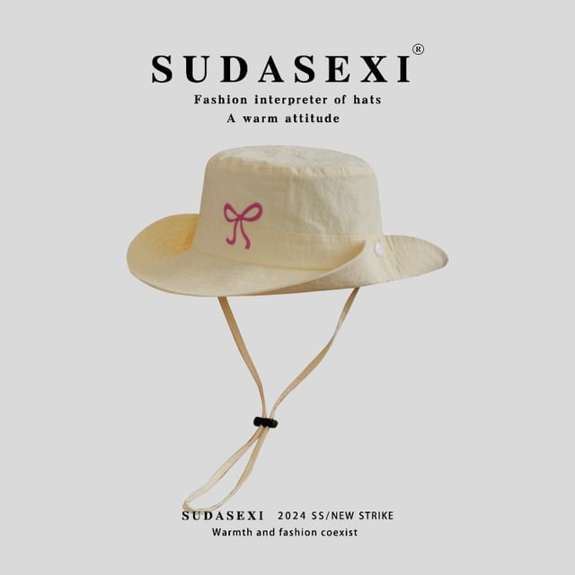 Bow Hat Bucket Embroidered