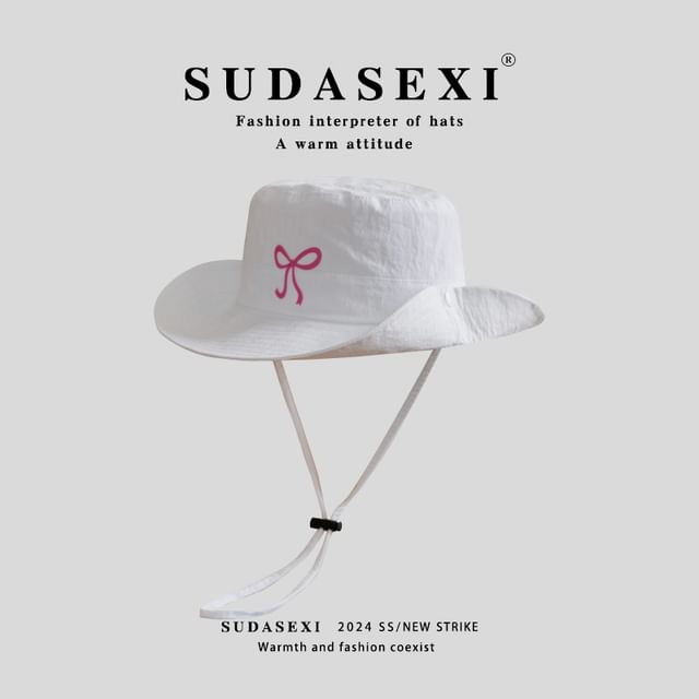 Bow Hat Bucket Embroidered