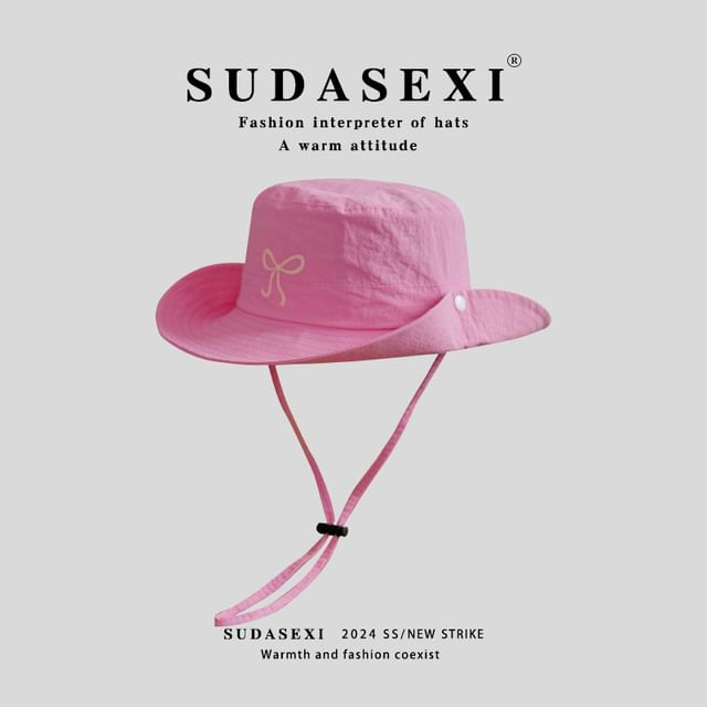 Bow Hat Bucket Embroidered