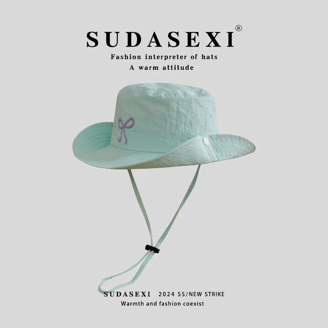 Bow Hat Bucket Embroidered