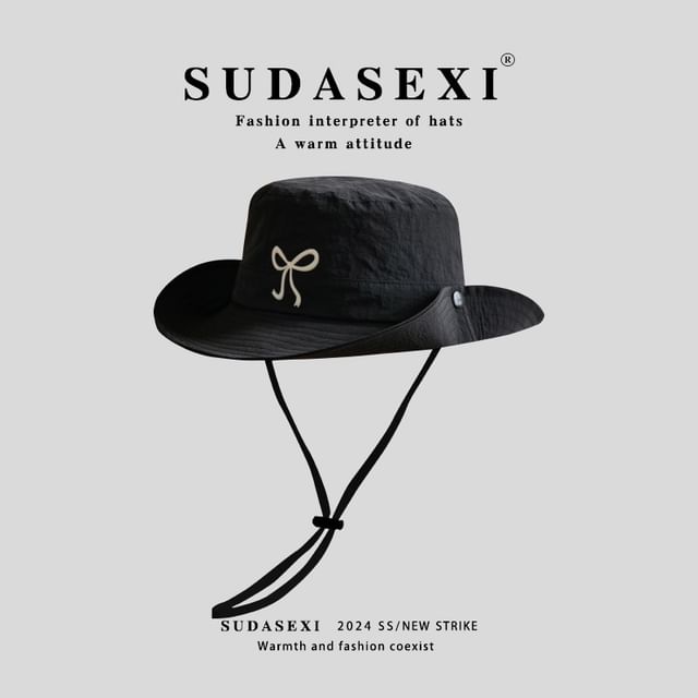 Bow Hat Bucket Embroidered