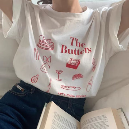 Short-Sleeve Round Neck Food Print Tee