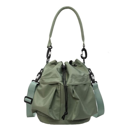 Multi-Pocket Drawstring Bucket Bag