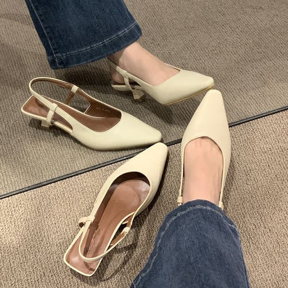 Sandals Heel Pointy Slingback Low
