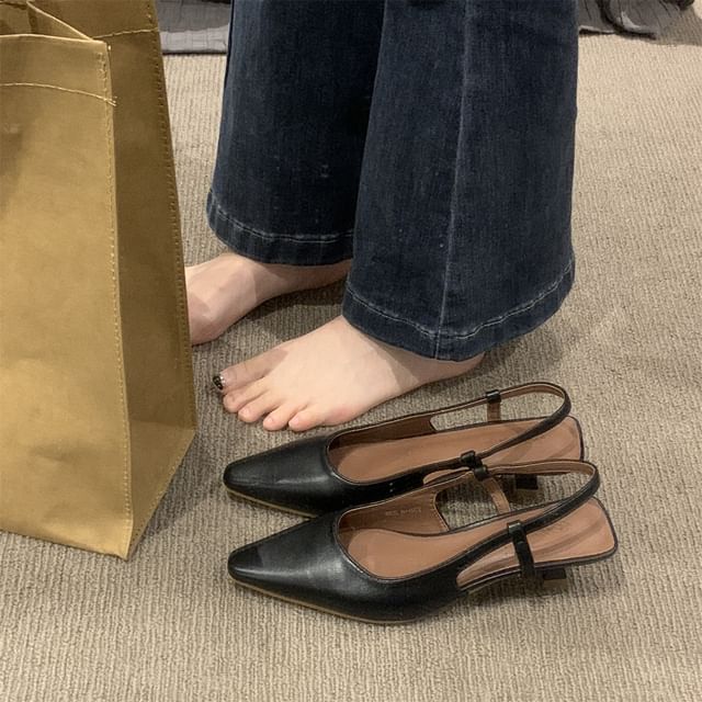 Sandals Heel Pointy Slingback Low