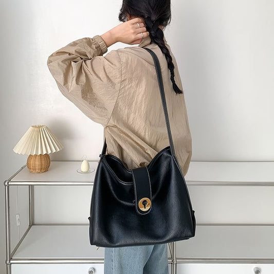 Faux Bag Leather Plain Tote