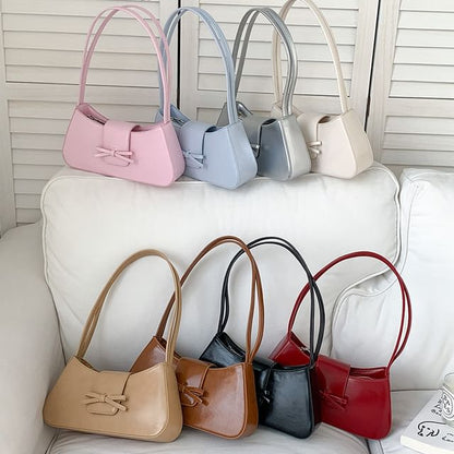 Leather Faux Shoulder Bow Bag