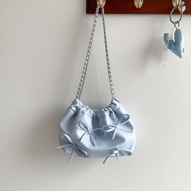 Bag Shoulder Bow Chain Faux Leather Strap
