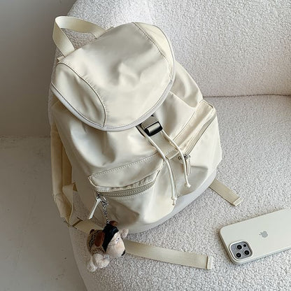 Plain Buckled Nylon Backpack