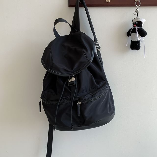 Backpack Plain Buckled Nylon