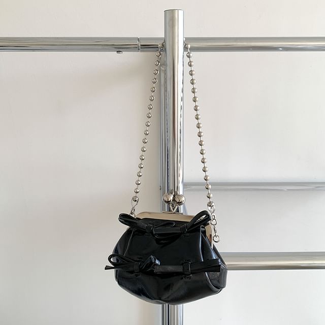 Leather Bow Faux Bag Crossbody
