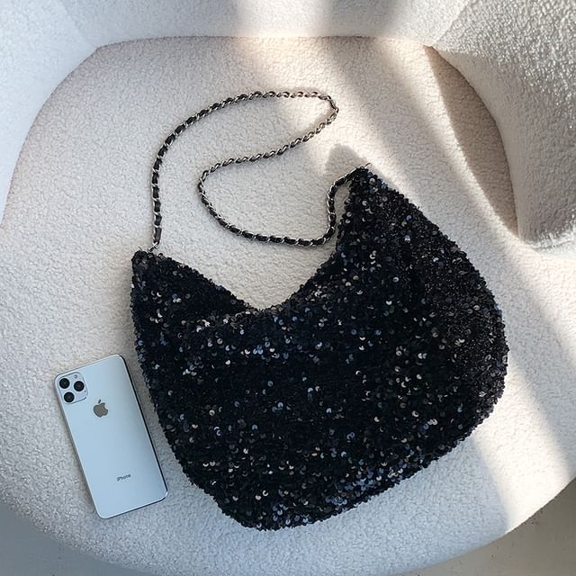 Sequin Crossbody Chain Strap Bag
