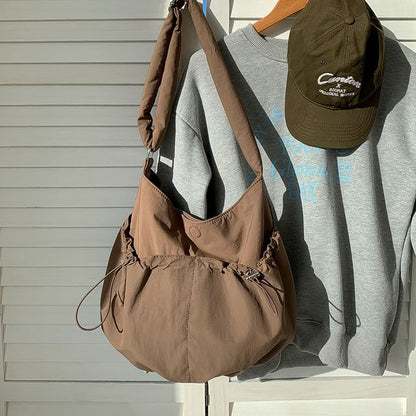 Bag Drawstring Crossbody Nylon Plain