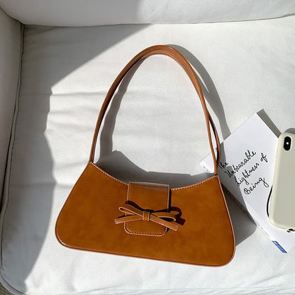 Leather Faux Shoulder Bow Bag
