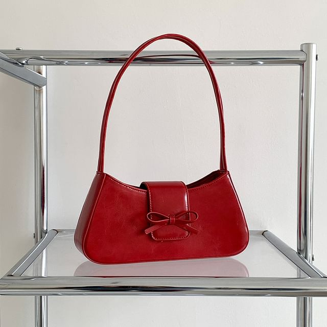 Leather Faux Shoulder Bow Bag