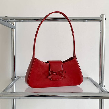 Leather Faux Shoulder Bow Bag