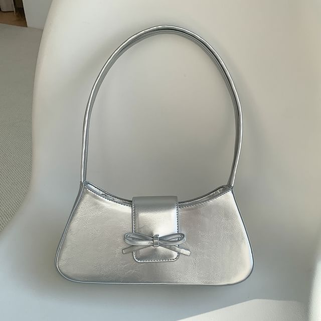 Leather Faux Shoulder Bow Bag