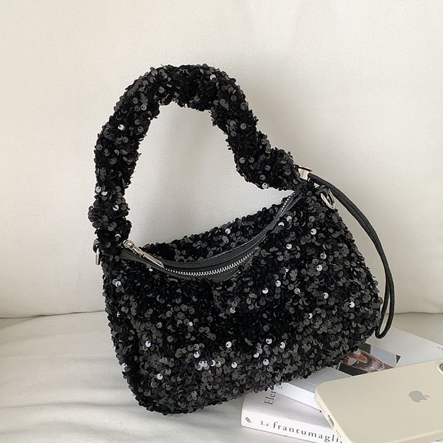 Sequin Top Bag Handle Crossbody
