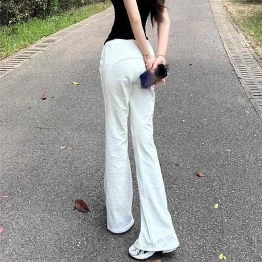 Mid Rise Plain Bootcut Pants