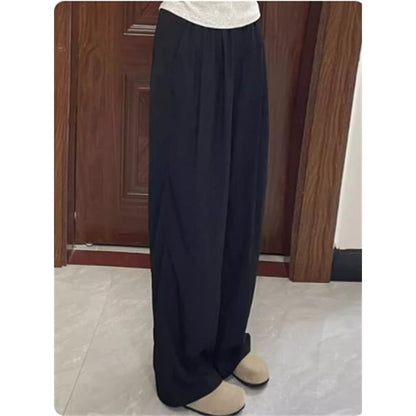 Elastic Waist Plain Wide Leg Pants