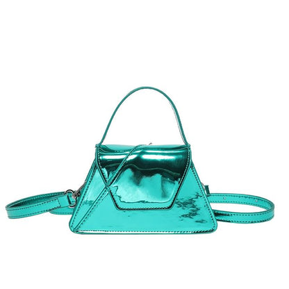 Leather Handle Top Patent Crossbody Bag Flap