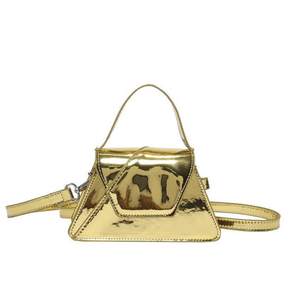 Leather Handle Top Patent Crossbody Bag Flap