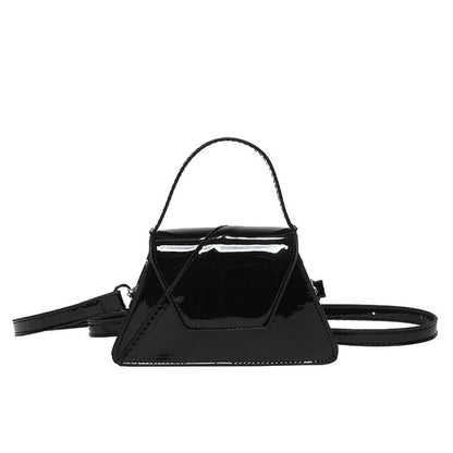 Leather Handle Top Patent Crossbody Bag Flap