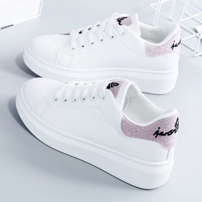 Lettering Glitter Platform Sneakers