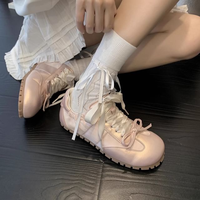 Bow Lace-Up Sneakers