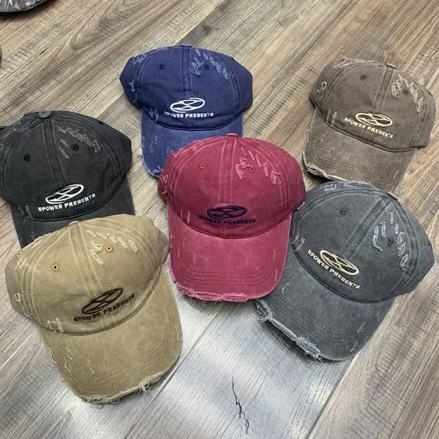 Distressed Baseball Cap Embroidered