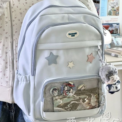 Star Applique PVC Panel Backpack / Tote Bag / Bag Charm / Coin Purse / Set