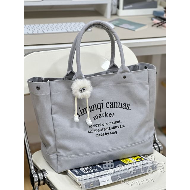 Lettering Canvas Tote Bag / Bag Charm / Set