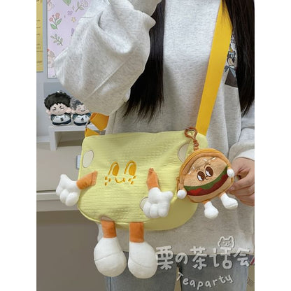 Cartoon Embroidered Crossbody Bag / Bag Charm / Coin Purse / Set