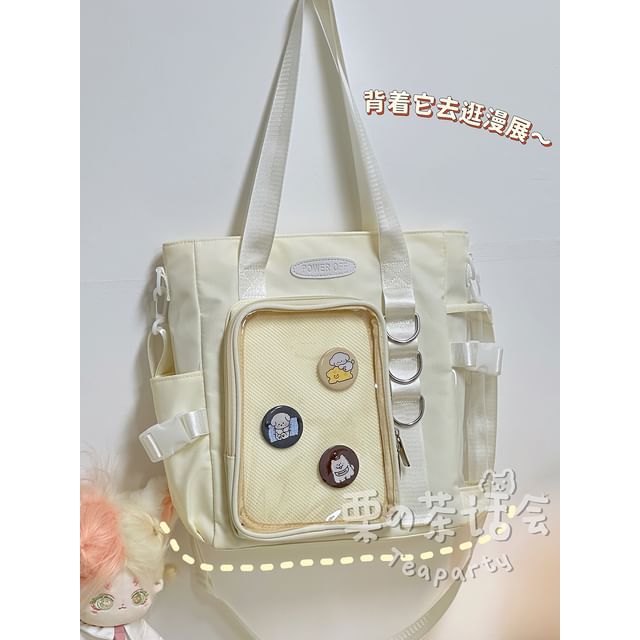 PVC Panel Buckled Tote Bag / Bag Charm / Coin Purse / Set