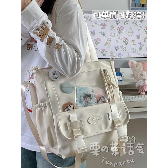 PVC Panel Buckled Tote Bag / Bag Charm / Set