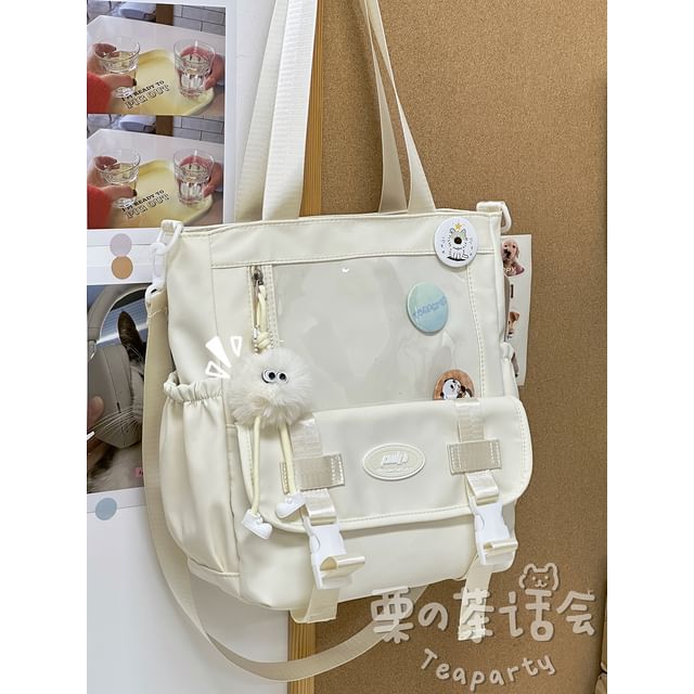 PVC Panel Buckled Tote Bag / Bag Charm / Set