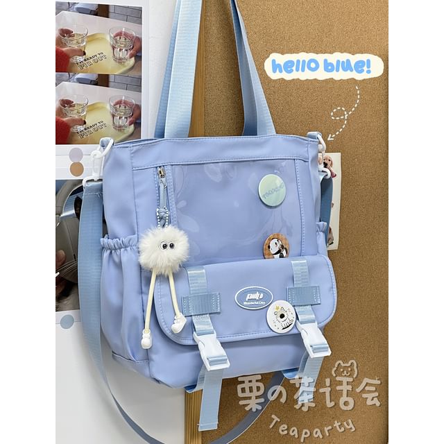 PVC Panel Buckled Tote Bag / Bag Charm / Set