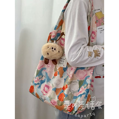 Floral Tote Bag / Bag Charm / Set