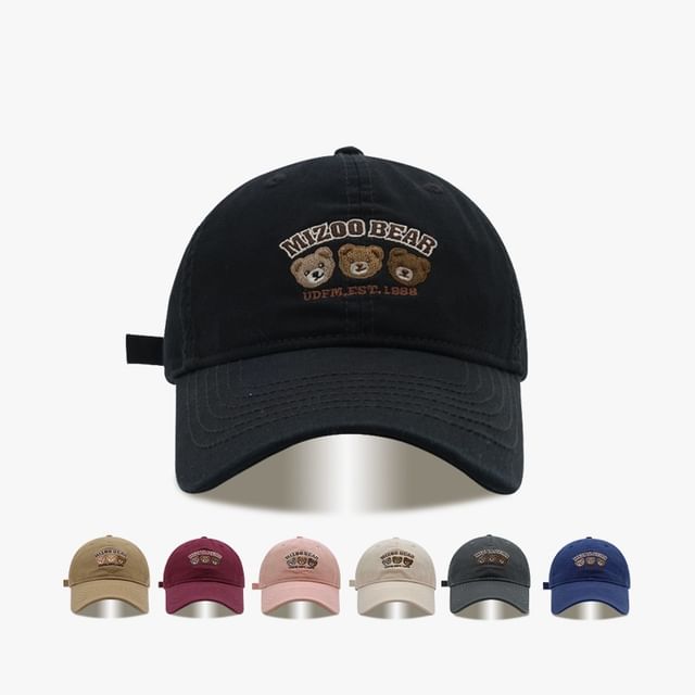 Baseball Embroidered Cap Bear