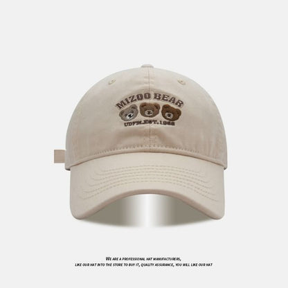 Baseball Embroidered Cap Bear