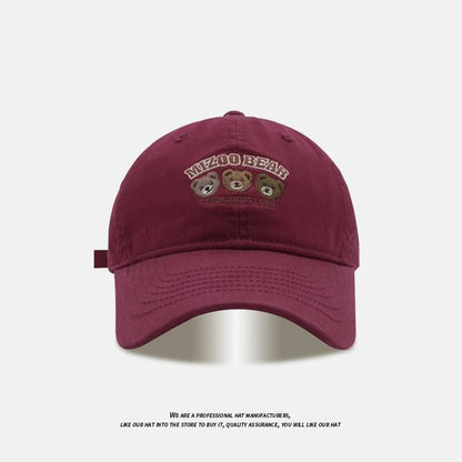 Baseball Embroidered Cap Bear