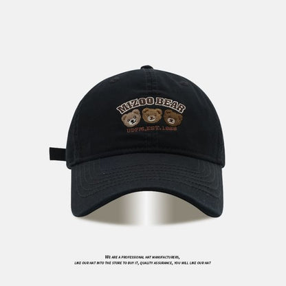 Baseball Embroidered Cap Bear