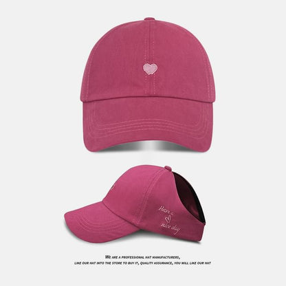 Heart Baseball Embroidered Cap
