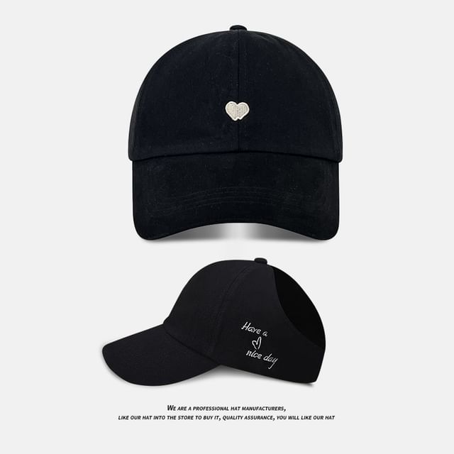 Heart Baseball Embroidered Cap