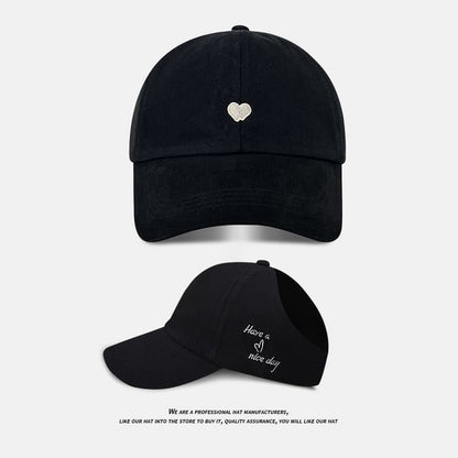 Heart Baseball Embroidered Cap
