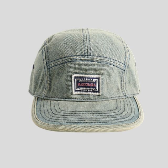 Denim Applique Washed Baseball Cap