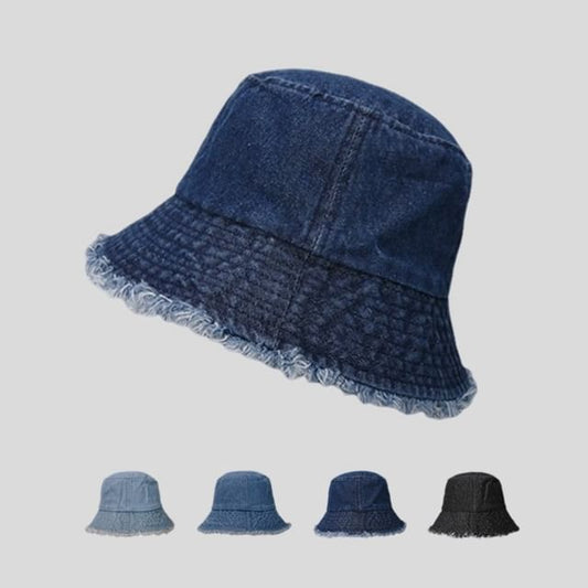 Washed Hat Bucket Frayed Denim